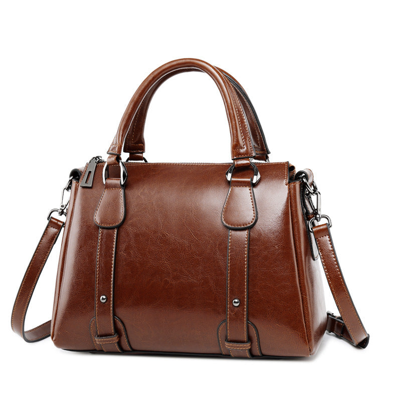 New Fashion Leather Handbags Cowhide Ladies Shoulder Handbags